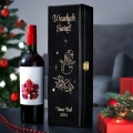 Skrzynka na Wino z Logo - Prezent na Święta dla Firm - Prezent Świąteczny z Logo - Wesołych Świąt  - Czarna