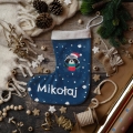 Prezent na Mikołajki Święta dla Dziecka - Świąteczna Skarpeta Minky z Imieniem - Szop
