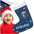 Prezent na Mikołajki Święta dla Dziecka - Świąteczna Skarpeta Minky z Imieniem - Szop
