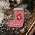 Prezent na Mikołajki Święta dla Dziecka - Świąteczna Skarpeta Minky z Imieniem - Czerwony Króliczek