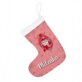 Prezent na Mikołajki Święta dla Dziecka - Świąteczna Skarpeta Minky z Imieniem - Czerwony Króliczek