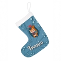 Prezent na Mikołajki Święta dla Dziecka - Świąteczna Skarpeta Minky z Imieniem - Niebieska Wiewiórka