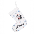 Prezent na Mikołajki Święta dla Dziecka - Świąteczna Skarpeta Minky z Imieniem - Biały Szop