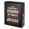 Zestaw Skrzynka na Whisky + Szklanka z Grawerem dla Dziadka - Prezent na Dzień Dziadka - Najlepszy Dziadek na Świecie