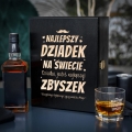 Zestaw Skrzynka na Whisky + Szklanka z Grawerem dla Dziadka - Prezent na Dzień Dziadka - Najlepszy Dziadek na Świecie