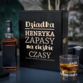 Zestaw Skrzynka na Whisky + Szklanka z Grawerem dla Dziadka - Prezent na Dzień Dziadka - Dziadka Zapasy na Ciężkie Czasy