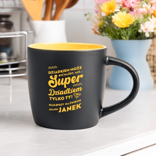 Kubek z Imieniem dla Dziadka - Kubek na Dzień Dziadka z Kolorowym Środkiem - Super Dziadkiem Tylko Ty 
