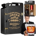 Barek Kanister na Alkohol + Szklanka z Grawerem na Kawalerski - Prezent na Wieczór Kawalerski