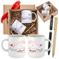 Zestaw prezentowy na Walentynki - Komplet Kubków z Imionami + Długopisy z Grawerem - Razem Fajniej Dłonie