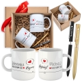 Zestaw prezentowy na Walentynki - Komplet Kubków z Imionami + Długopisy z Grawerem - Razem Fajniej