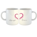 Zestaw prezentowy na Walentynki - Komplet Kubków z Imionami + Długopisy z Grawerem - Dwie Połowy Serca