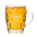 Kufel z Grawerem Do Piwa - Zestaw Prezentowy dla Taty - Prezent na Dzień Ojca - Kufel + Podkładka + Otwieracz Butelka - Najlepszy Tata Koneser