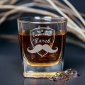 Szklanka do Whisky z Grawerem - Zestaw Prezentowy dla Faceta z Imieniem - Szklanka + Karty do Gry + Kostki Chłodzące - Degustator