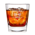Szklanka do Whisky z Grawerem - Prezent na Dzień Chłopaka Urodziny - Zestaw Prezentowy dla Faceta - Szklanka + Karty do Gry + Kostki Chłodzące - Prawdziwy Gentelman