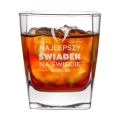 Szklanka do Whisky z Grawerem - Podziękowanie dla Świadka - Zestaw Prezentowy dla Świadka na Ślub - Szklanka + Karty do Gry + Kostki Chłodzące - Najlepszy Świadek na Świecie