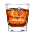 Szklanka do Whisky z Grawerem - Prezent na Święta dla Faceta - Świąteczny Zestaw Prezentowy - Szklanka + Karty do Gry + Kostki Chłodzące - Wesołej Whisky
