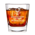 Szklanka do Whisky z Grawerem - Prezent na Święta dla Faceta - Świąteczny Zestaw Prezentowy - Szklanka + Karty do Gry + Kostki Chłodzące - Wesołych Świąt i do Dna