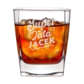 Szklanka do Whisky z Grawerem - Prezent na Dzień Ojca - Zestaw Prezentowy dla Taty - Szklanka + Karty do Gry + Kostki Chłodzące - Super Tata