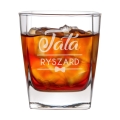 Szklanka do Whisky z Grawerem - Prezent na Dzień Ojca - Zestaw Prezentowy dla Taty - Szklanka + Karty do Gry + Kostki Chłodzące - Tata i Imię