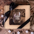Szklanka do Whisky z Grawerem - Prezent na Dzień Ojca - Zestaw Prezentowy dla Taty - Szklanka + Karty do Gry + Kostki Chłodzące - The Best DAD