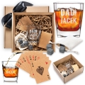 Szklanka do Whisky z Grawerem - Prezent na Dzień Ojca - Zestaw Prezentowy dla Taty - Szklanka + Karty do Gry + Kostki Chłodzące - The Best DAD