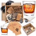 Szklanka do Whisky z Grawerem - Prezent na Dzień Ojca - Zestaw Prezentowy dla Taty - Szklanka + Karty do Gry + Kostki Chłodzące - Whisky Taty