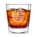 Szklanka do Whisky z Grawerem - Prezent na Dzień Ojca - Zestaw Prezentowy dla Taty - Szklanka + Karty do Gry + Kostki Chłodzące - Tata nie Kaktus