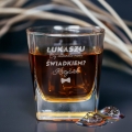 Szklanka do Whisky z Grawerem - Prośba o Świadkowanie Zestaw Prezentowy - Czy Zostaniesz Moim Świadkiem - Szklanka + Karty do Gry + Kostki Chłodzące - Muszka