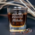 Szklanka do Whisky z Grawerem - Prezent na Dzień Chłopaka  - Zestaw Prezentowy dla Faceta - Szklanka + Karty do Gry + Kostki Chłodzące - Pierwsza Pomoc