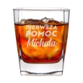 Szklanka do Whisky z Grawerem - Prezent na Dzień Chłopaka  - Zestaw Prezentowy dla Faceta - Szklanka + Karty do Gry + Kostki Chłodzące - Pierwsza Pomoc