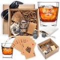 Szklanka do Whisky z Grawerem - Prezent na Dzień Chłopaka  - Zestaw Prezentowy dla Faceta - Szklanka + Karty do Gry + Kostki Chłodzące - Dzięki że Jesteś