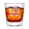 Szklanka do Whisky z Grawerem - Prezent na Dzień Dziadka - Zestaw Prezentowy dla Dziadka - Szklanka + Karty do Gry + Kostki Chłodzące - Najlepszy Dziadek na Świecie