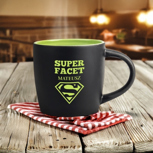 Kubek z Imieniem Na Walentynki - Kubek Dla Dziewczyny, Chłopaka z Kolorowym Środkiem - Super Facet
