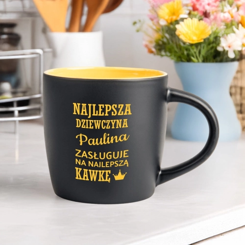 Kubek z Imieniem Na Walentynki - Kubek Dla Dziewczyny, Chłopaka z Kolorowym Środkiem - Najlepsza Dziewczyna