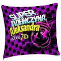 Prezent na Dzień Kobiet w Klasie - Kolorowa Poduszka z Imieniem dla Dziewczyny - Super Dziewczyna Fiolet