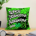 Prezent na Dzień Kobiet w Klasie - Kolorowa Poduszka z Imieniem dla Dziewczyny - Super Dziewczyna Zielona