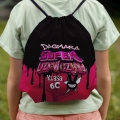 Worek na Buty z Imieniem i Klasą - Prezent na Dzień Kobiet w Szkole w Klasie - Super Dziewczyna Czarno Różowa