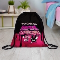 Worek na Buty z Imieniem i Klasą - Prezent na Dzień Kobiet w Szkole w Klasie - Super Dziewczyna Czarno Różowa
