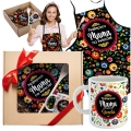 Kubek i Fartuch Kuchenny z Nadrukiem dla Mamy - Prezent na Dzień Matki - Zestaw Prezentowy dla Mamy - Folk