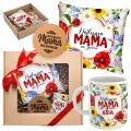 Kubek, Podkładka i Poszewka z Nadrukiem dla Mamy - Prezent na Dzień Matki - Zestaw Prezentowy dla Mamy - Wildflowers