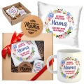 Kubek, Podkładka i Poszewka z Nadrukiem dla Mamy - Prezent na Dzień Matki - Zestaw Prezentowy dla Mamy - Dla Mnie Jesteś Całym Światem