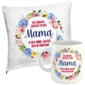 Kubek, Podkładka i Poszewka z Nadrukiem dla Mamy - Prezent na Dzień Matki - Zestaw Prezentowy dla Mamy - Dla Mnie Jesteś Całym Światem