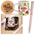 Kubek i Długopis z Grawerem dla Mamy - Prezent na Dzień Matki - Zestaw Prezentowy Kubek + Długopis + Podkładka - Wildflowers