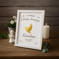 Ozdobna Ramka na Chrzest Święty - Pamiątka Na Chrzciny - Obrazek Personalizowany - Gołąbek z Krzyżykiem