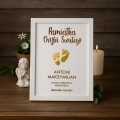 Ozdobna Ramka na Chrzest Święty - Pamiątka Na Chrzciny - Obrazek Personalizowany - Stópki z Sercem