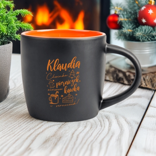 Kubek z Imieniem Na Święta - Kubek Prezent Na Mikołaja, Święta - Pierniczek I Kawka 
