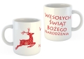 Kubek, Podkładka i Poszewka z Nadrukiem na Mikołaja - Prezent na Święta, Gwiazdkę - Zestaw Prezentowy Na Mikołaja - Renifer