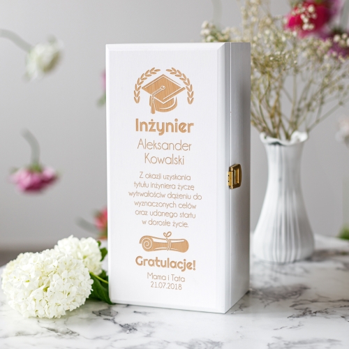  Skrzynka Na Alkohol z Grawerem dla Inżyniera - Prezent z Okazji Uzyskania Tytułu Inżyniera - Inżynier