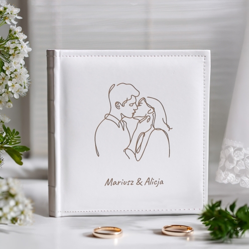 Album Biały Na Zdjęcia z Grawerem Na Ślub - Prezent Z Okazji Ślubu Dla Pary Młodej - Para