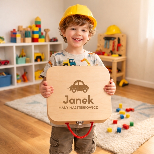 Zestaw Majsterkowicza dla Dziecka - Drewniane Narzędzia w Walizce dla Dziecka - Mały Majsterkowicz